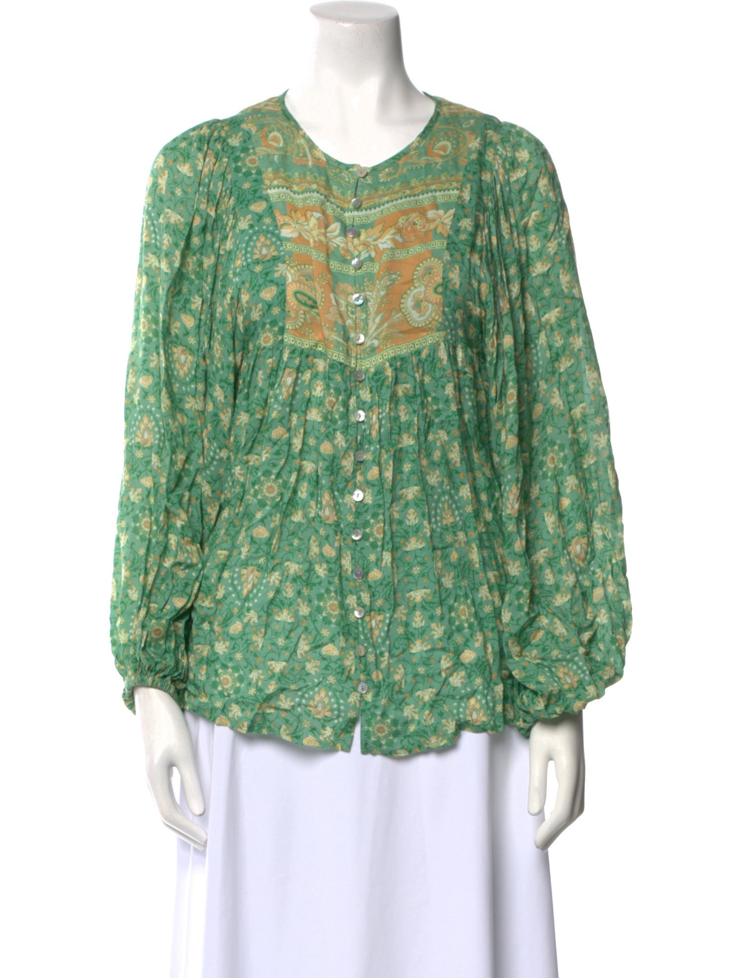 Spell Floral Print Scoop Neck Blouse