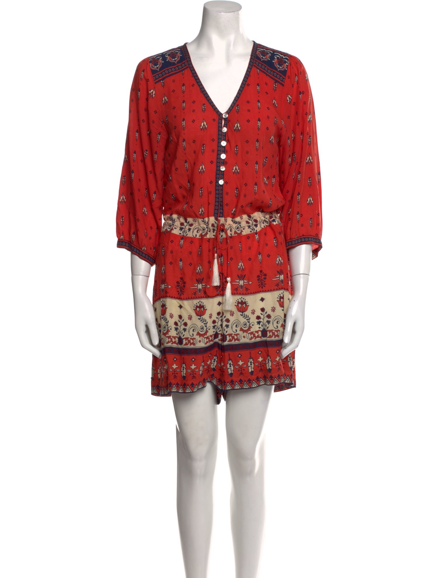 Spell Printed V-Neck Romper