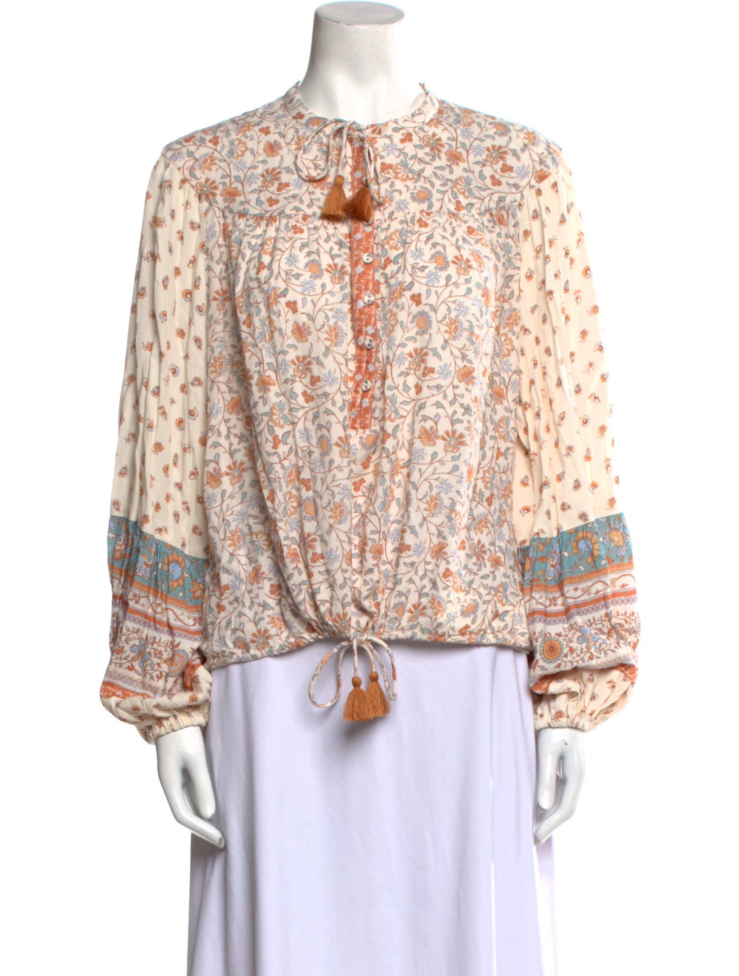 Spell Floral Print Mock Neck Blouse