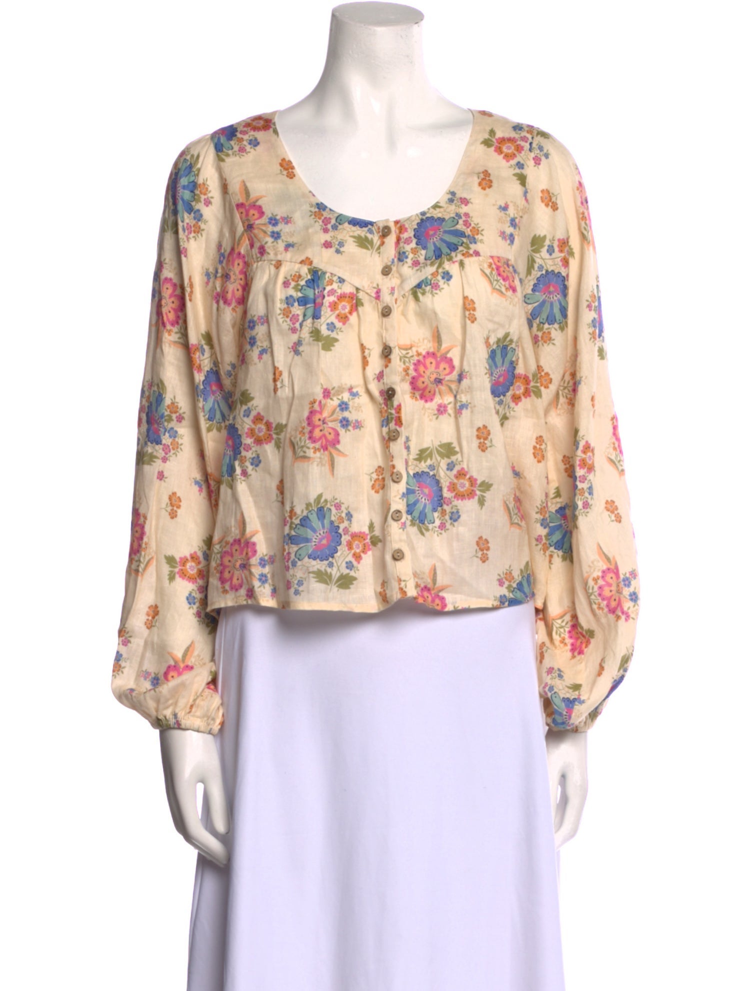 Spell Linen Floral Print Blouse