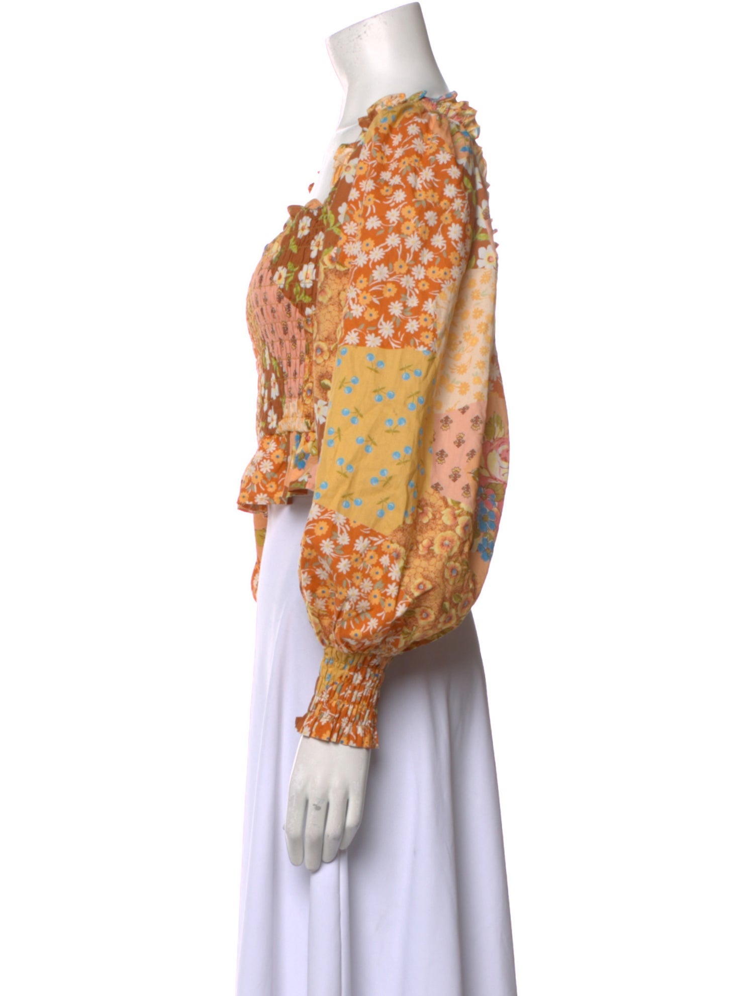 Spell Floral Print Square Neckline Crop Top