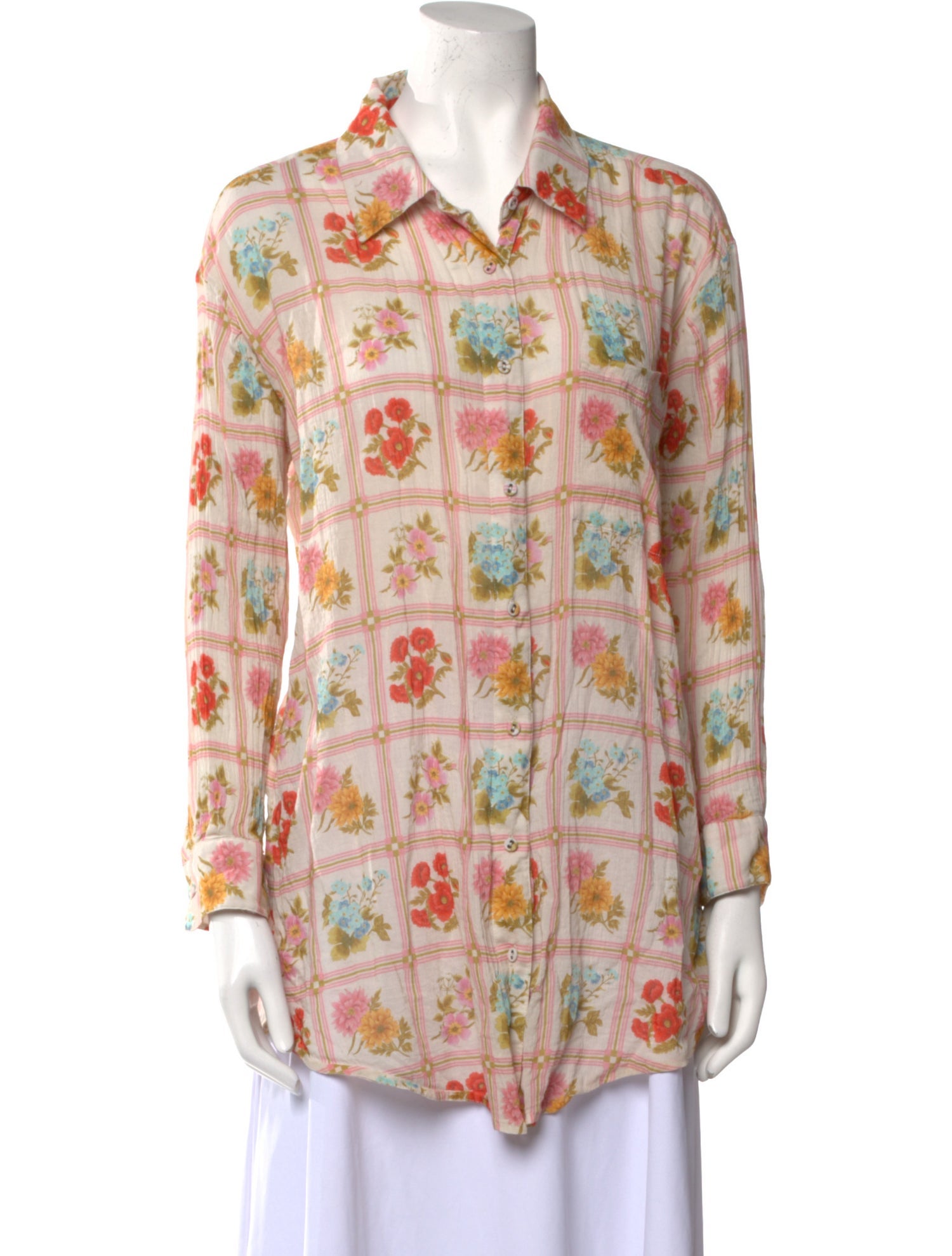Spell Floral Print Long Sleeve Button-Up Top
