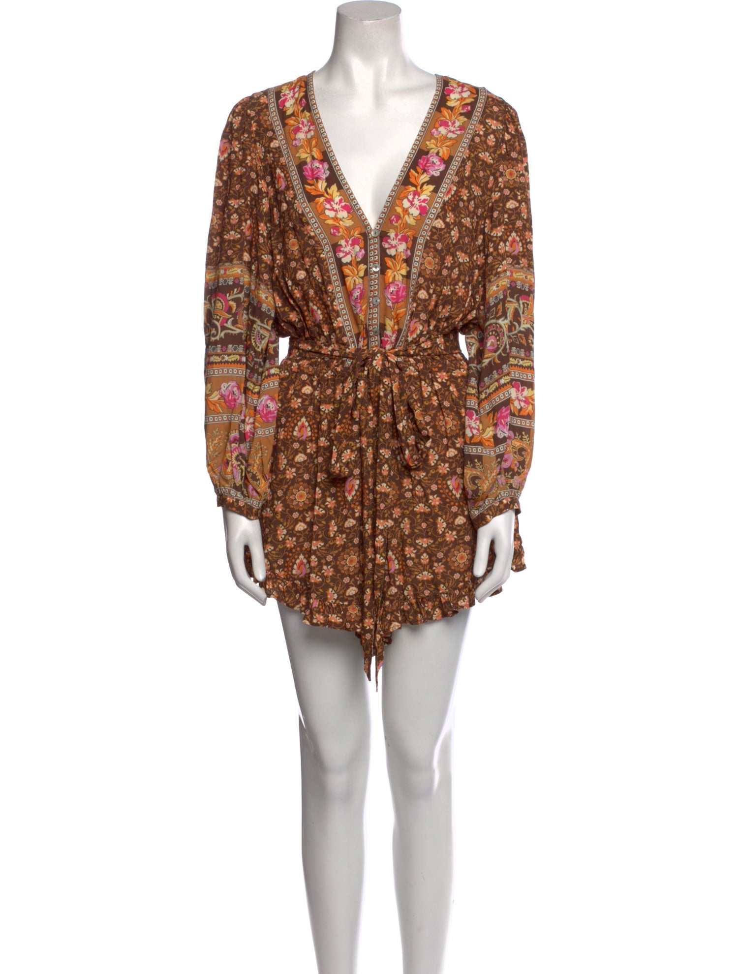 Spell Printed Plunge Neckline Romper w/ Tags