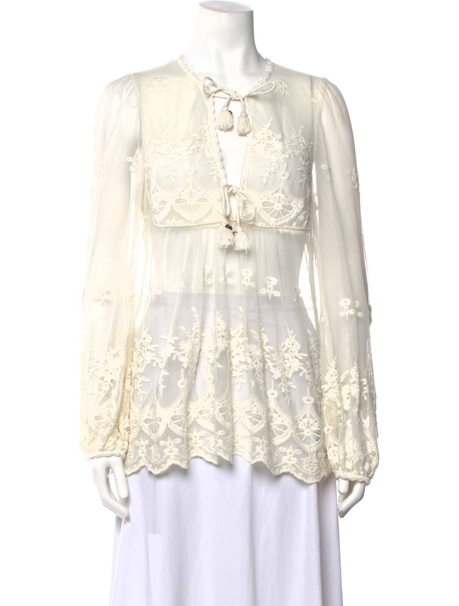 Spell Tie Neck Long Sleeve Blouse