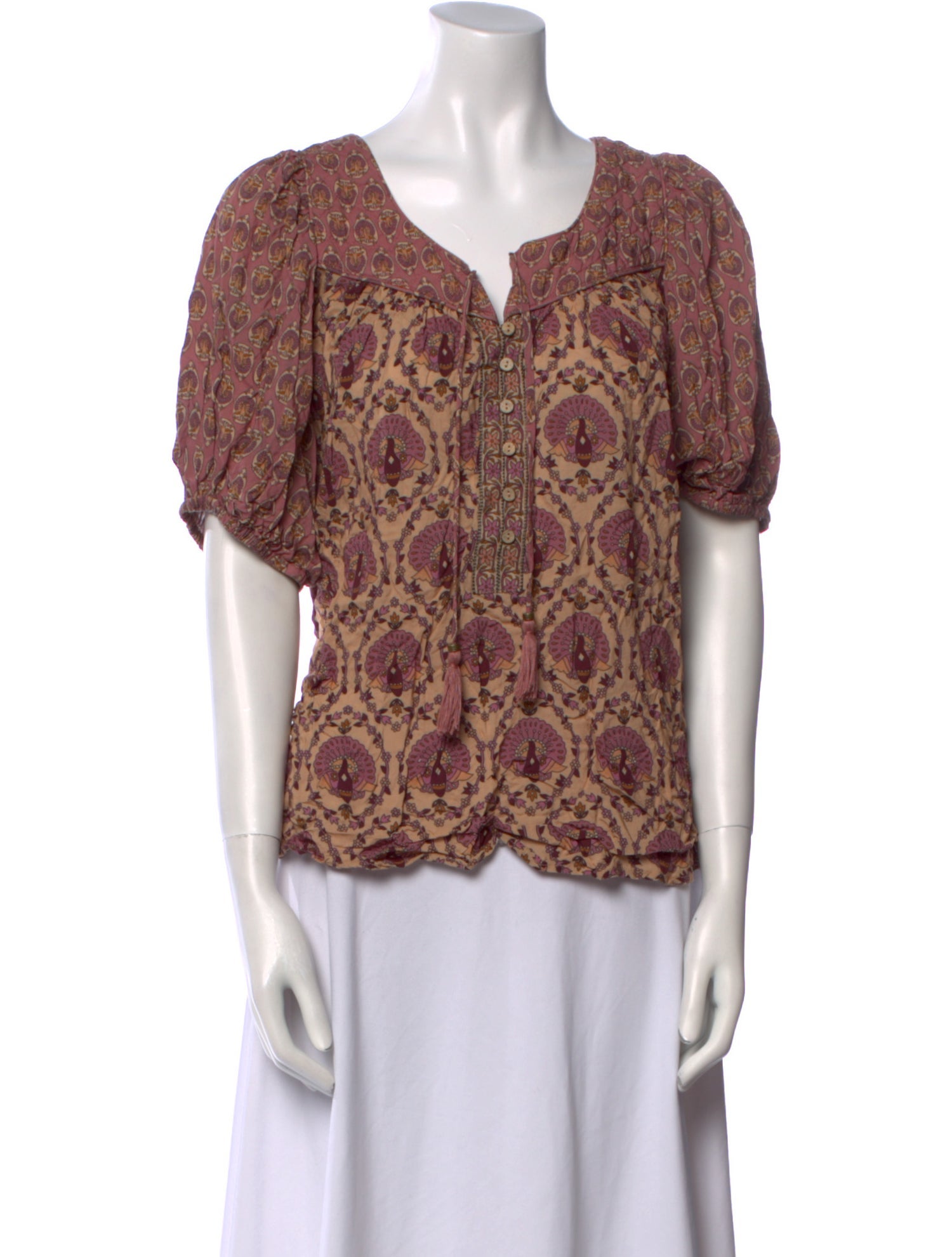 Spell Paisley Print V-Neck Blouse