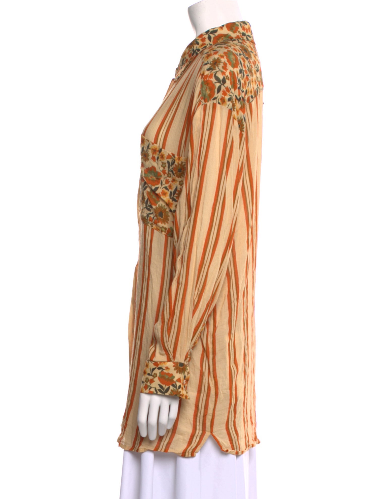 Spell Striped Long Sleeve Button-Up Top