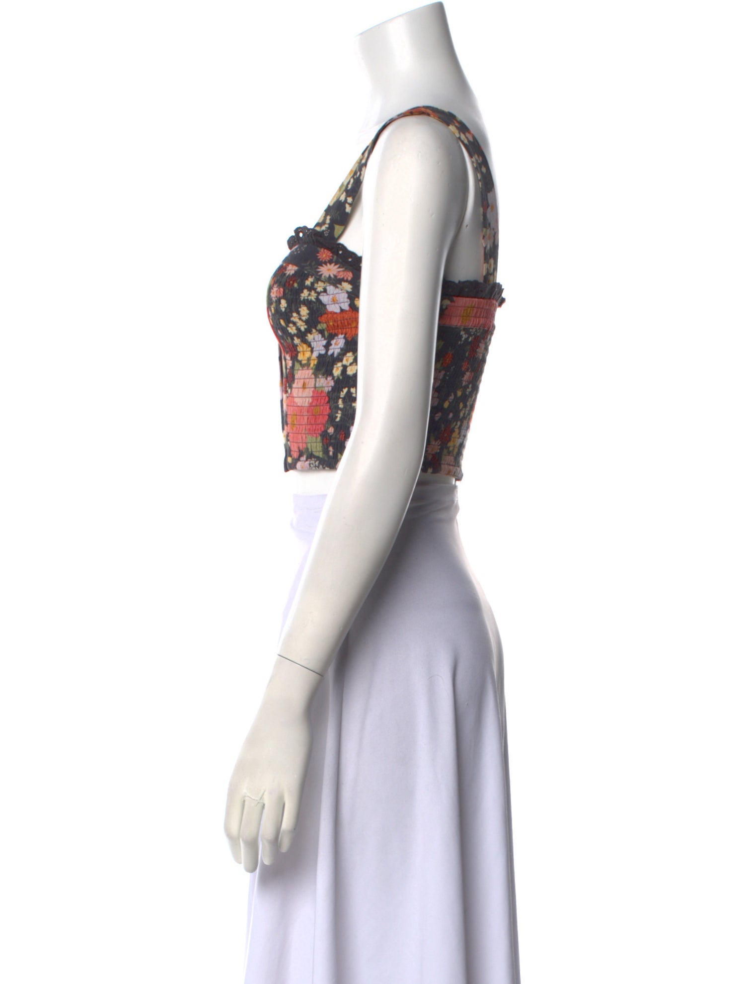 Spell Floral Print Square Neckline Crop Top