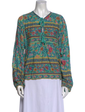 Spell Printed V-Neck Blouse