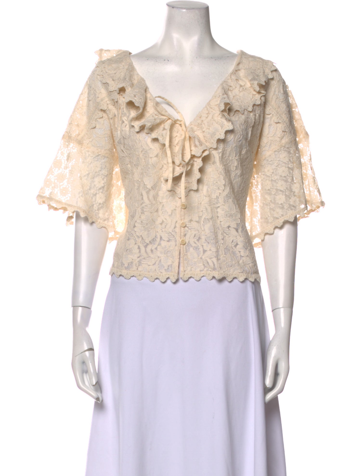 Spell Lace Pattern V-Neck Crop Top w/ Tags