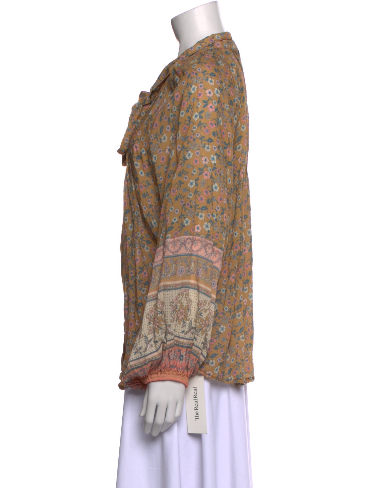 Spell Printed Tie Neck Blouse