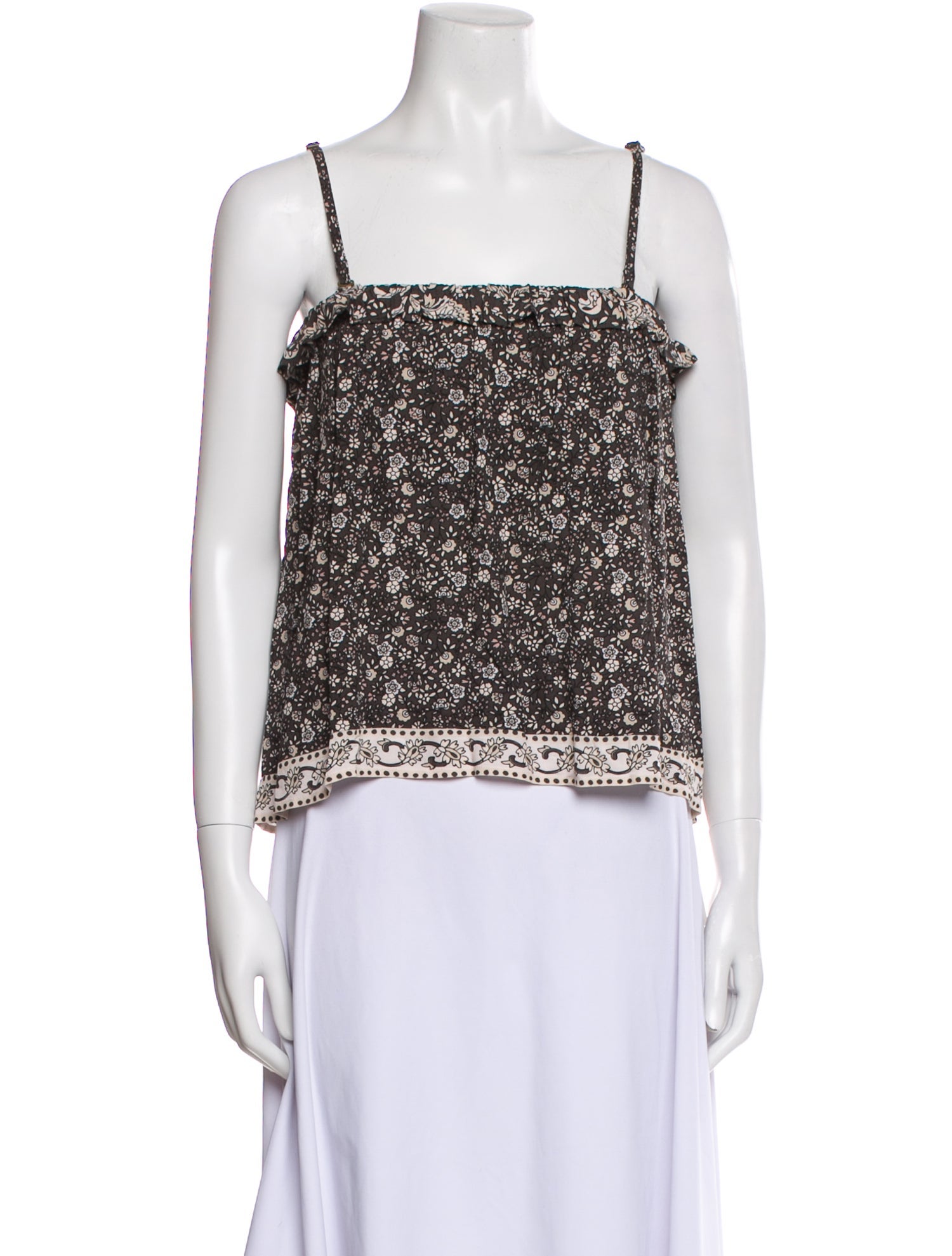 Spell Floral Print Square Neckline Crop Top