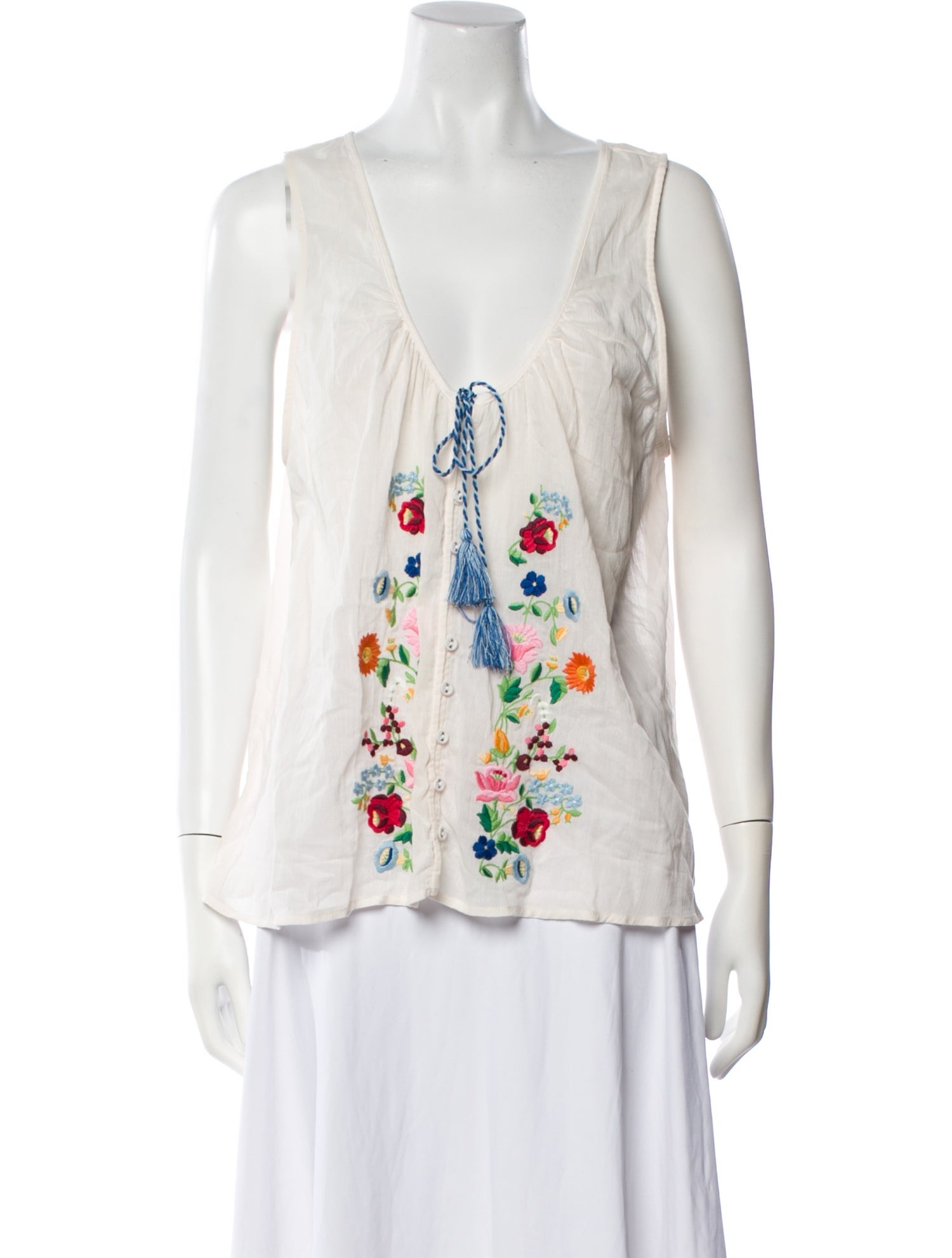 Spell Printed V-Neck Blouse w/ Tags