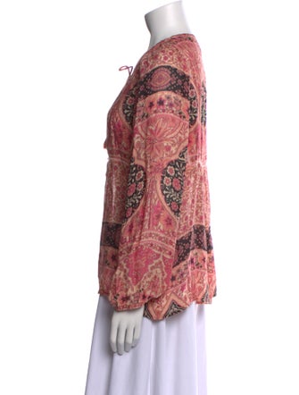 Spell Printed Tie Neck Blouse