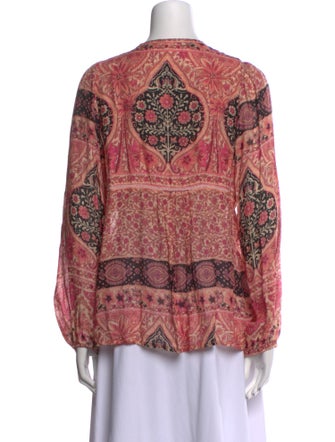 Spell Printed Tie Neck Blouse