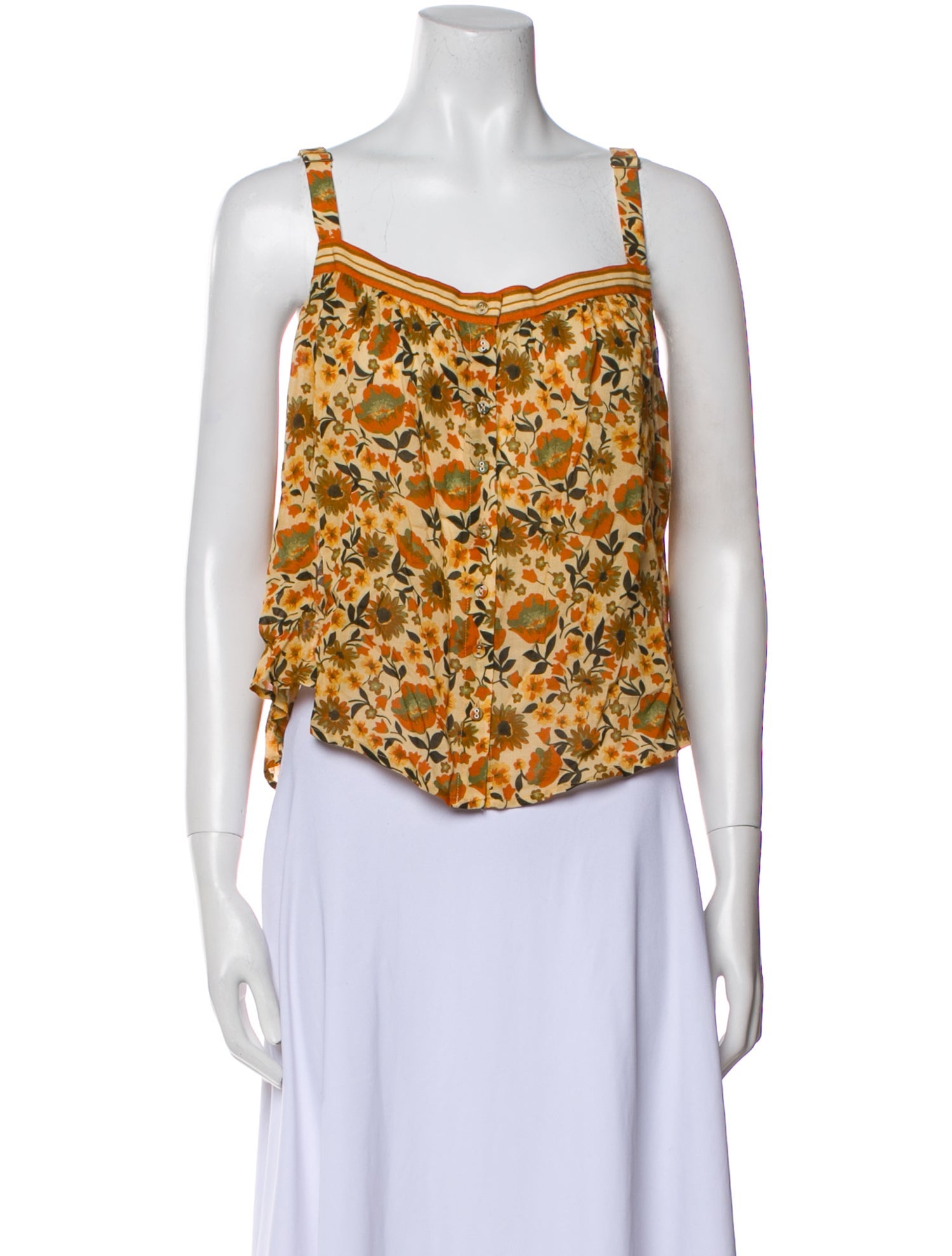 Spell Floral Print Square Neckline Crop Top w/ Tags