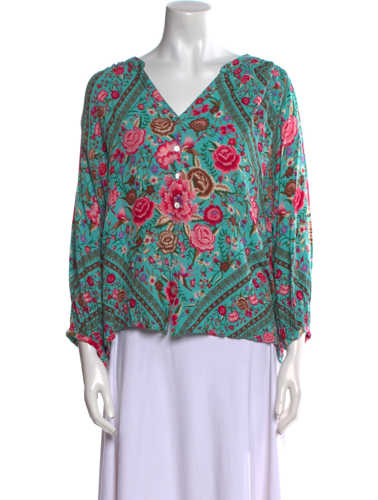 Spell Floral Print V-Neck Blouse