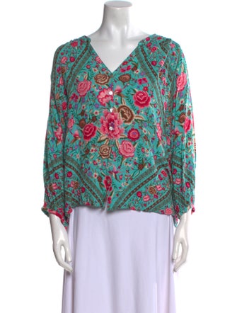 Spell Floral Print V-Neck Blouse