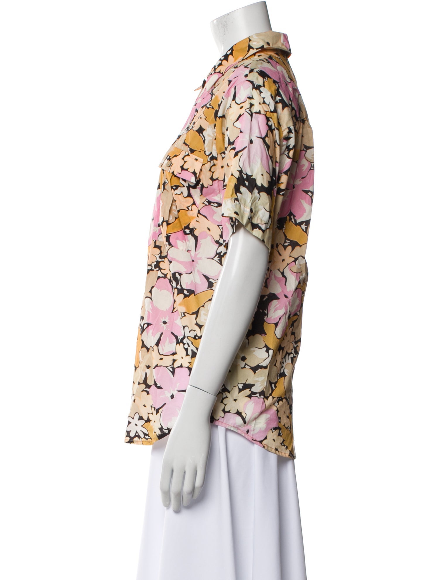 Spell Floral Print Short Sleeve Button-Up Top w/ Tags