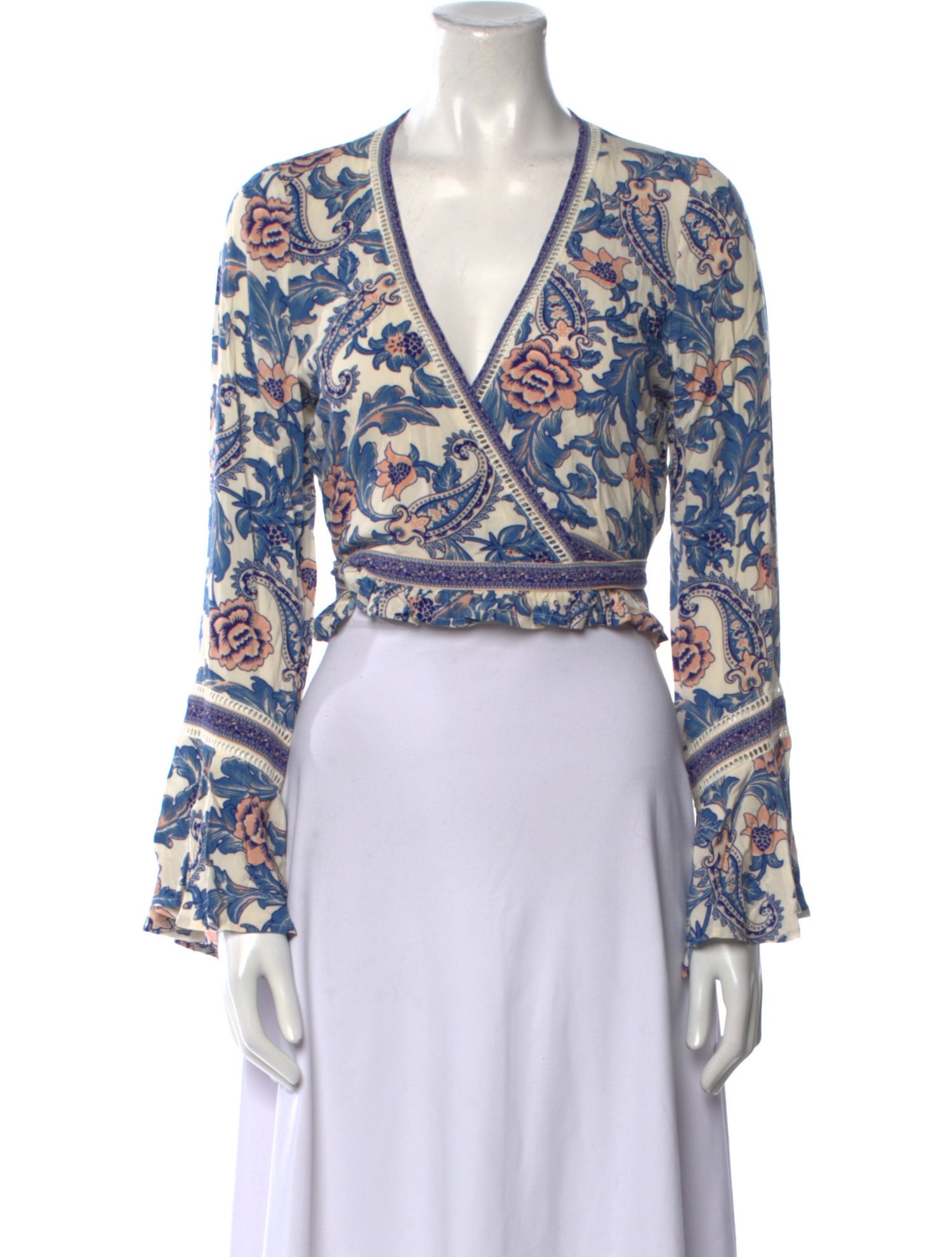 Spell Printed V-Neck Crop Top