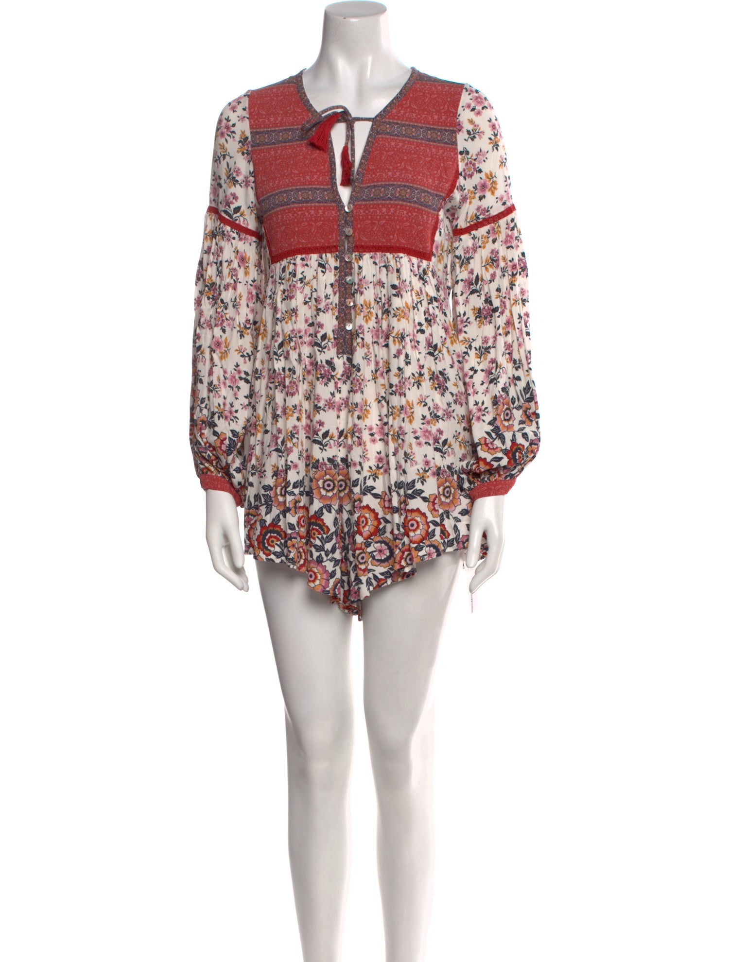 Spell Floral Print Tie Neck Romper