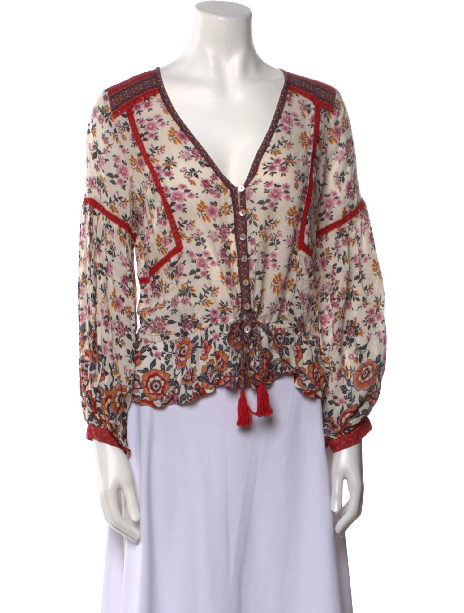Spell Floral Print V-Neck Blouse w/ Tags