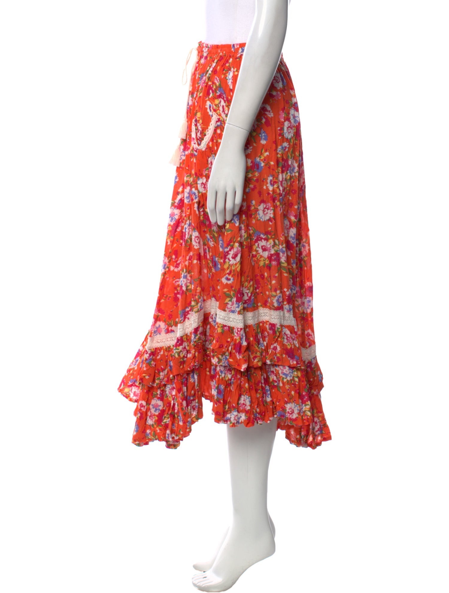 Spell Floral Print Midi Length Skirt