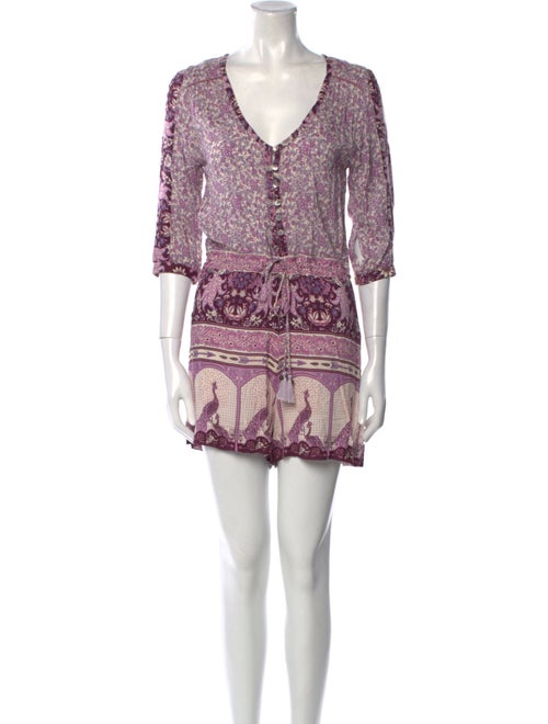 Spell Printed V-Neck Romper