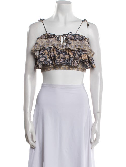 Spell Printed Square Neckline Crop Top