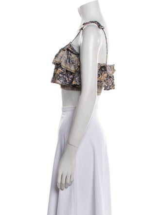 Spell Printed Square Neckline Crop Top