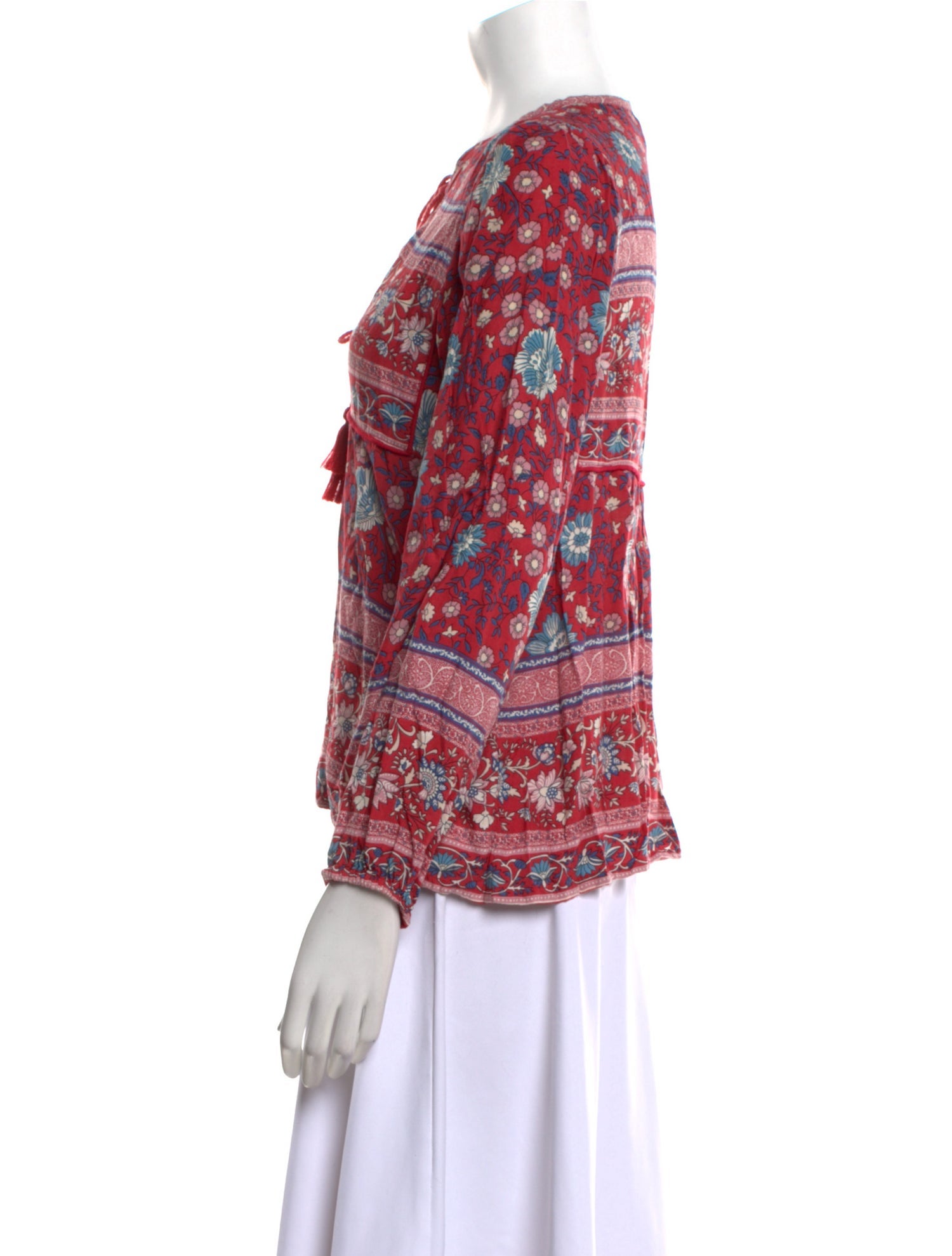 Spell Printed Tie Neck Blouse