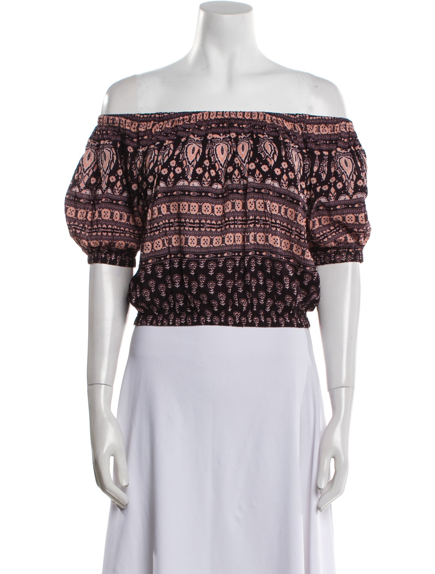 Spell Printed Off-The-Shoulder Crop Top