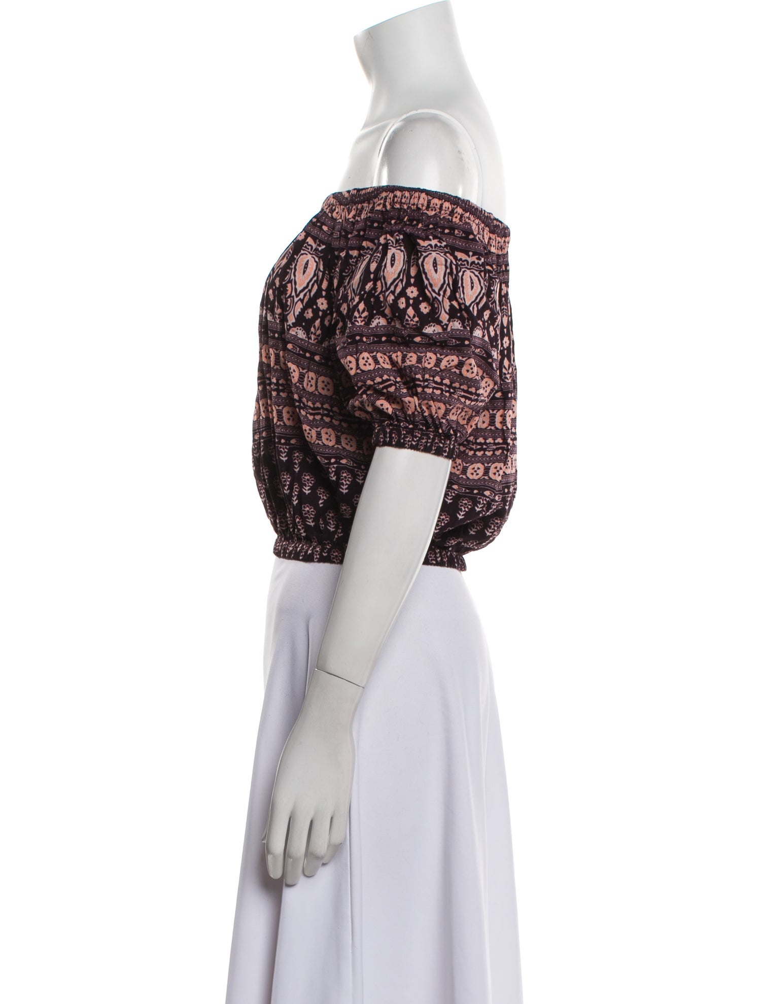 Spell Printed Off-The-Shoulder Crop Top