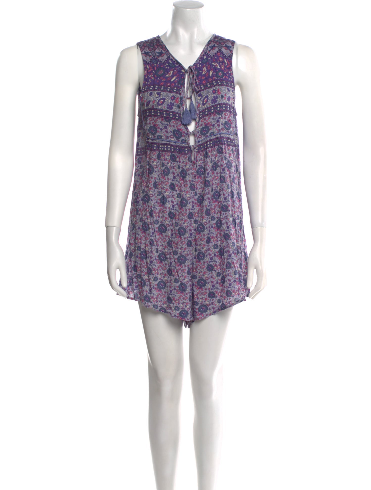 Spell Printed V-Neck Romper