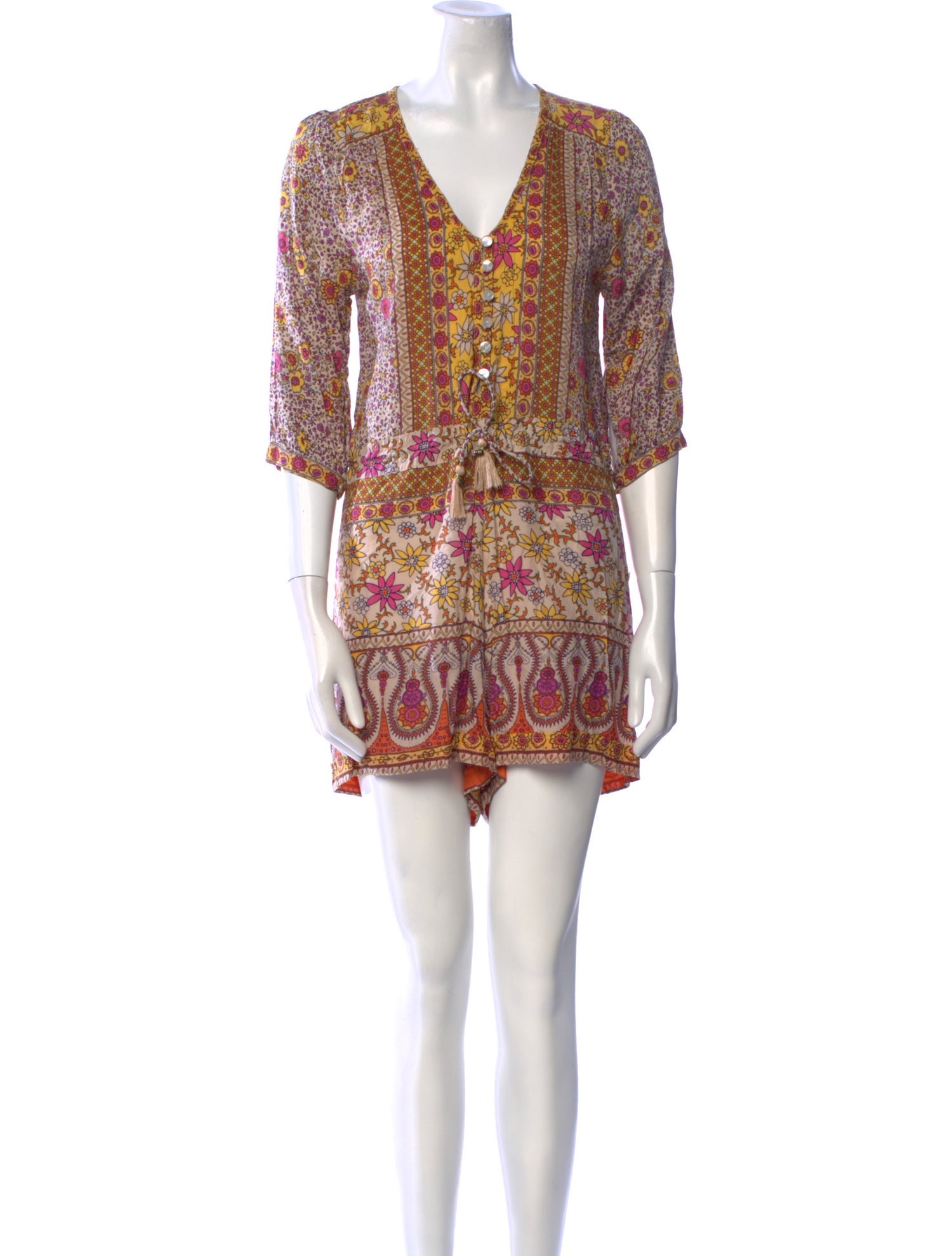 Spell Printed V-Neck Romper