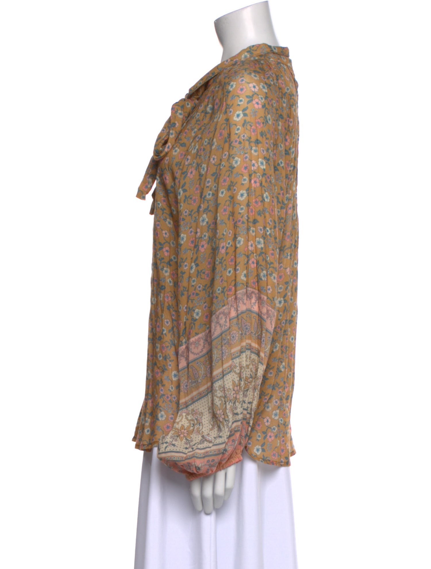 Spell Floral Print Tie Neck Button-Up Top w/ Tags