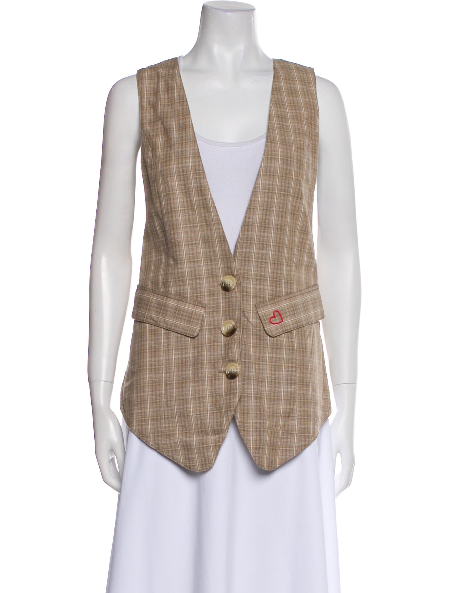 Spell Plaid Print V-Neck Top w/ Tags