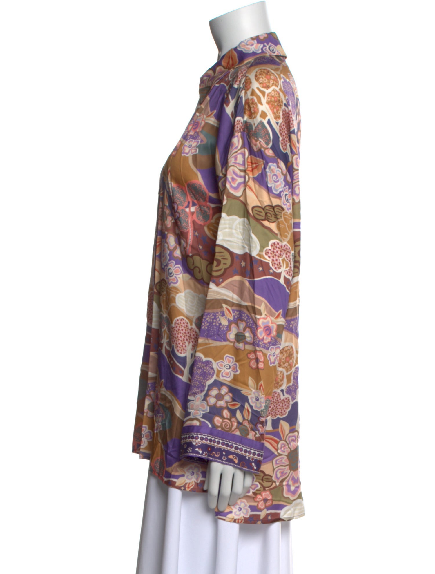 Spell Printed Long Sleeve Button-Up Top w/ Tags