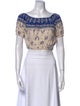 Spell Printed Bateau Neckline Crop Top
