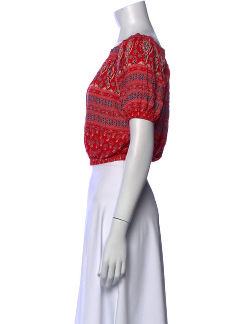 Spell Printed Bateau Neckline Crop Top