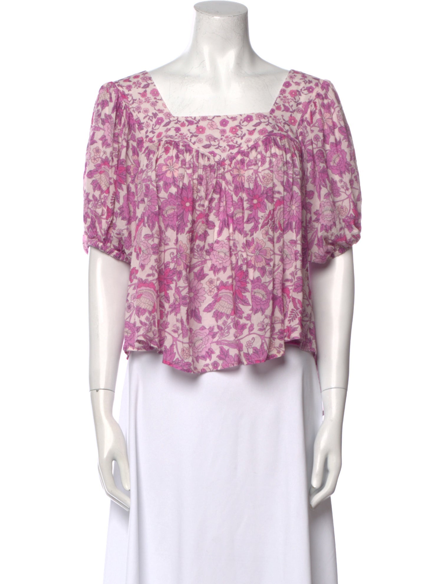 Spell Floral Print Square Neckline Crop Top