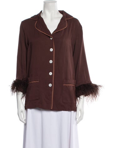 Sleeper Loungewear Feather Trim Pajamas XS