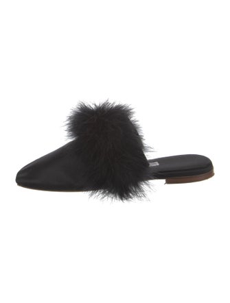Sleeper Satin Fur Trim Mules