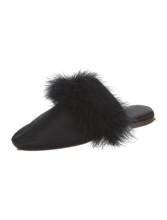 Sleeper Satin Fur Trim Mules