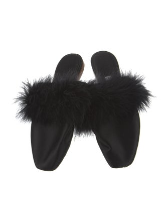 Sleeper Satin Fur Trim Mules