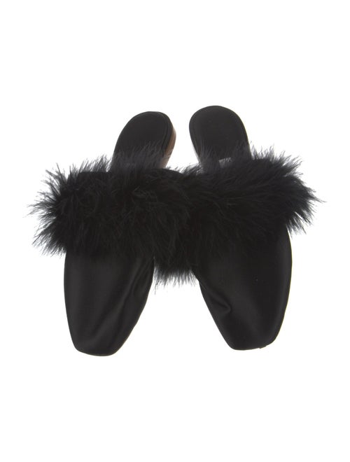 Sleeper Satin Fur Trim Mules