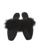 Sleeper Satin Fur Trim Mules