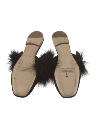 Sleeper Satin Fur Trim Mules