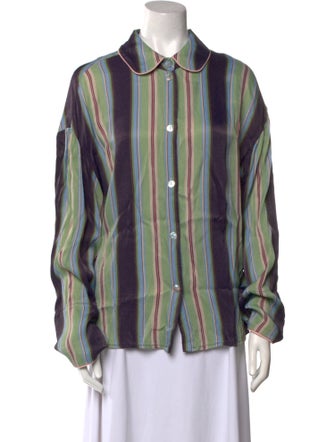 Sleeper Striped Long Sleeve Button-Up Top