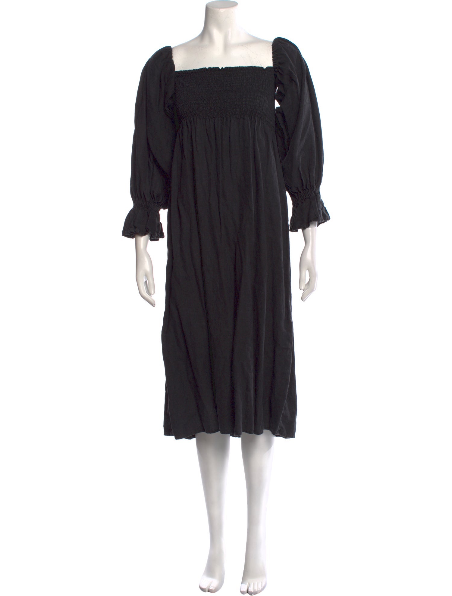 Sleeper Linen Midi Length Dress - Black Dresses, Clothing - WSLPR30717 |  The RealReal