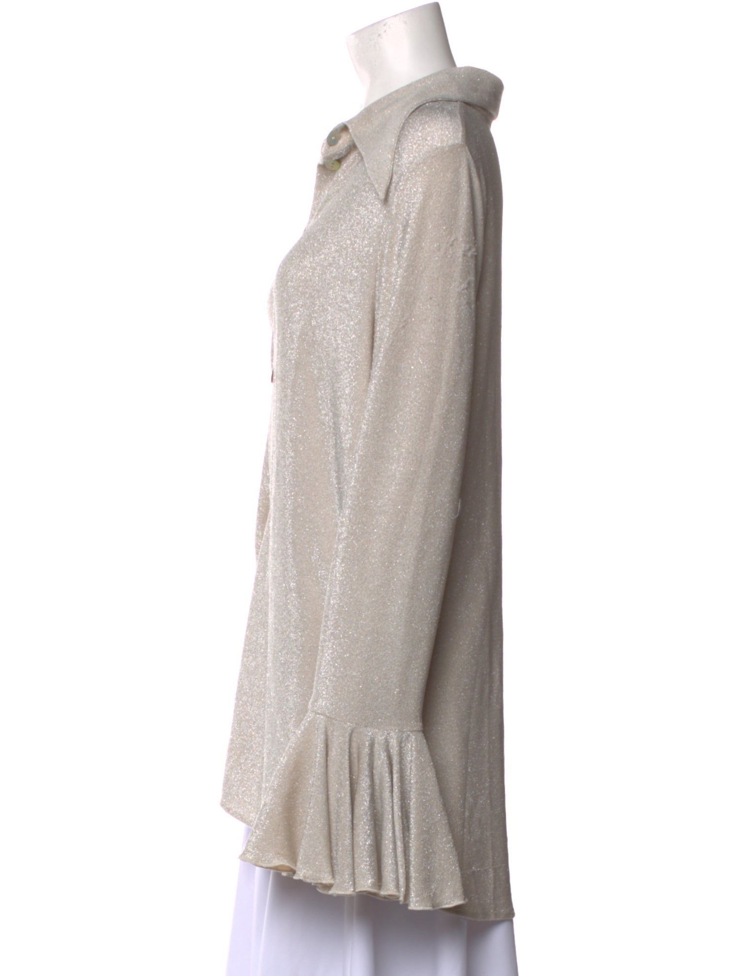 Sleeper Nylon Long Sleeve Button-Up Top